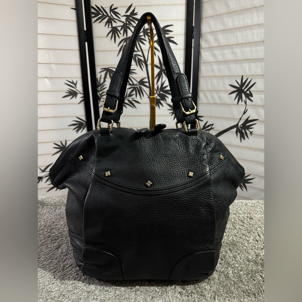 MCM Studded Large Pebbled Leather Satchel/Shoulder Bag